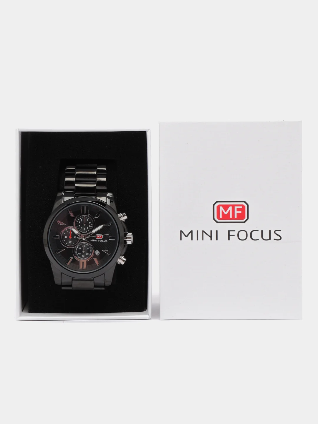 Черный мужские наручные часы Mini Focus MF0134G, с хронографом, в подарочной упаковке