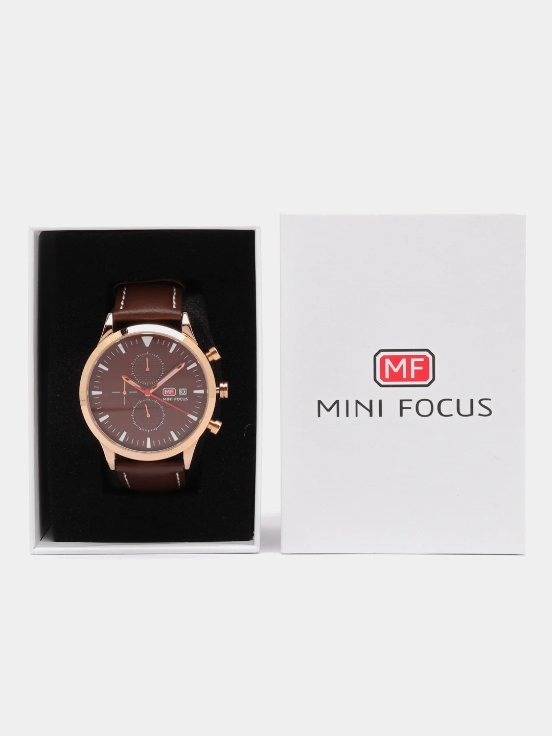 Золотой мужские наручные часы Mini Focus MF0015G с хронографом, в подарочной упаковке