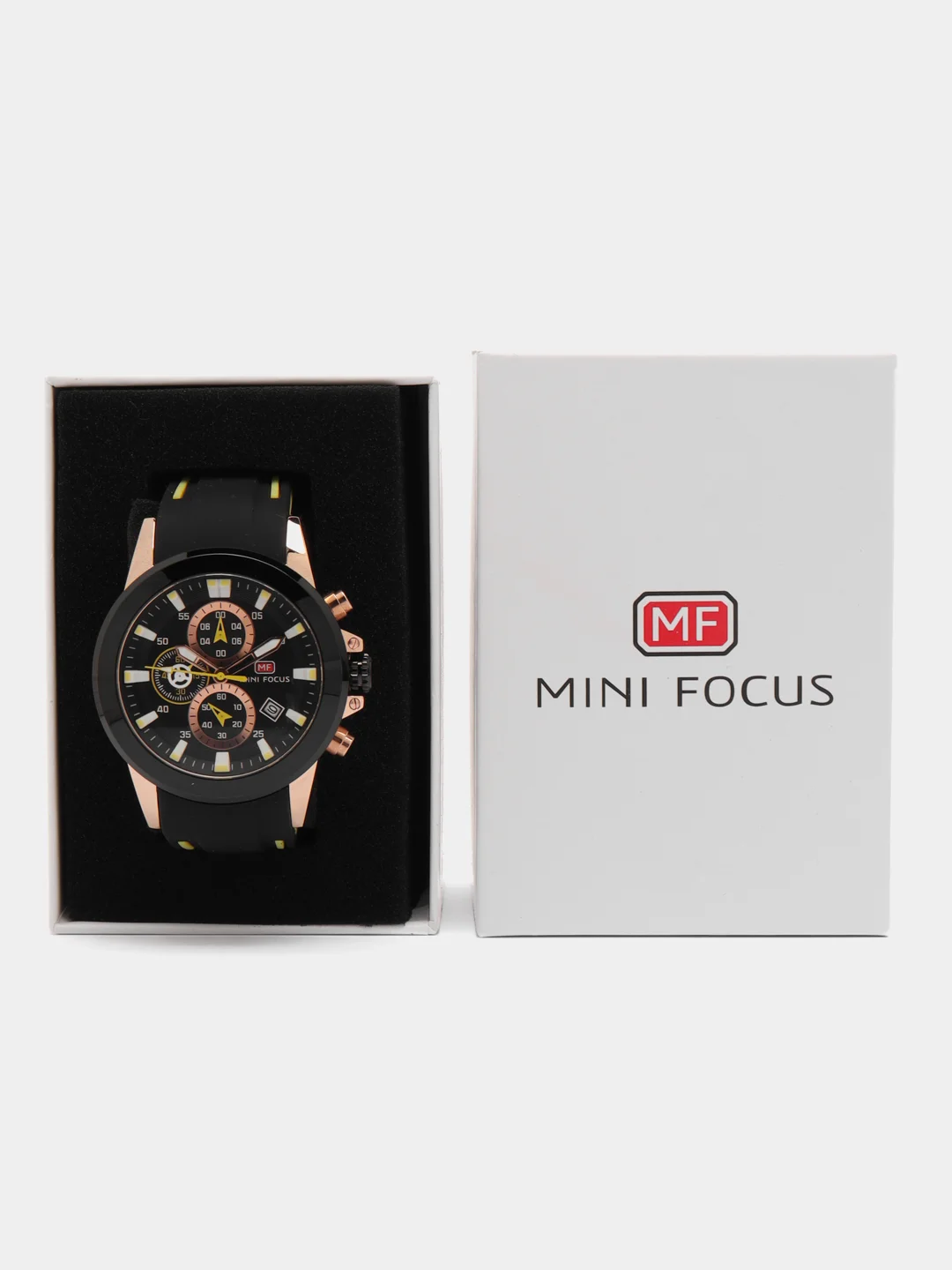 Желтый мужские наручные часы Mini Focus MF0287G, с хронографом, в подарочной упаковке