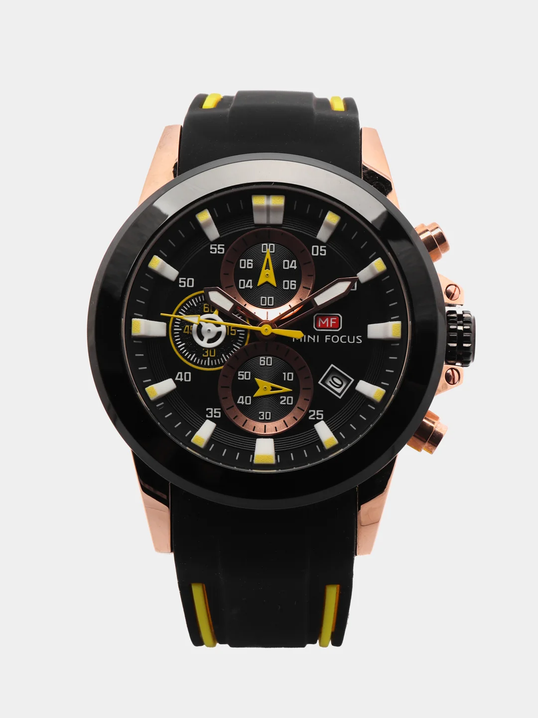Желтый мужские наручные часы Mini Focus MF0287G, с хронографом, в подарочной упаковке