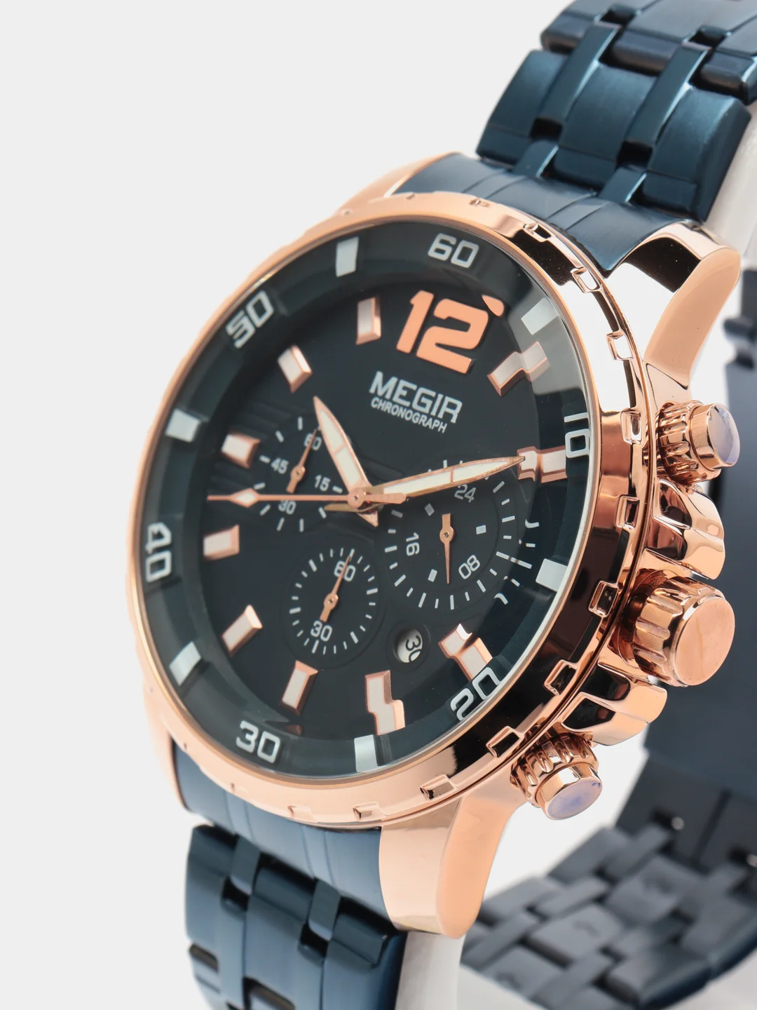 Синий мужские наручные часы Megir ML2068 с хронографом, в подарочной упаковке