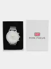 Серебряный мужские наручные часы Mini Focus MF0297G с хронографом, в подарочной упаковке