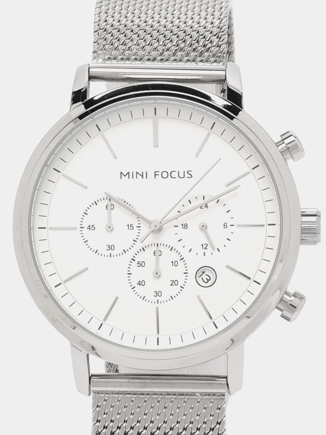 Серебряный мужские наручные часы Mini Focus MF0297G с хронографом, в подарочной упаковке