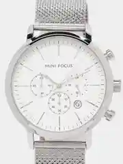 Серебряный мужские наручные часы Mini Focus MF0297G с хронографом, в подарочной упаковке