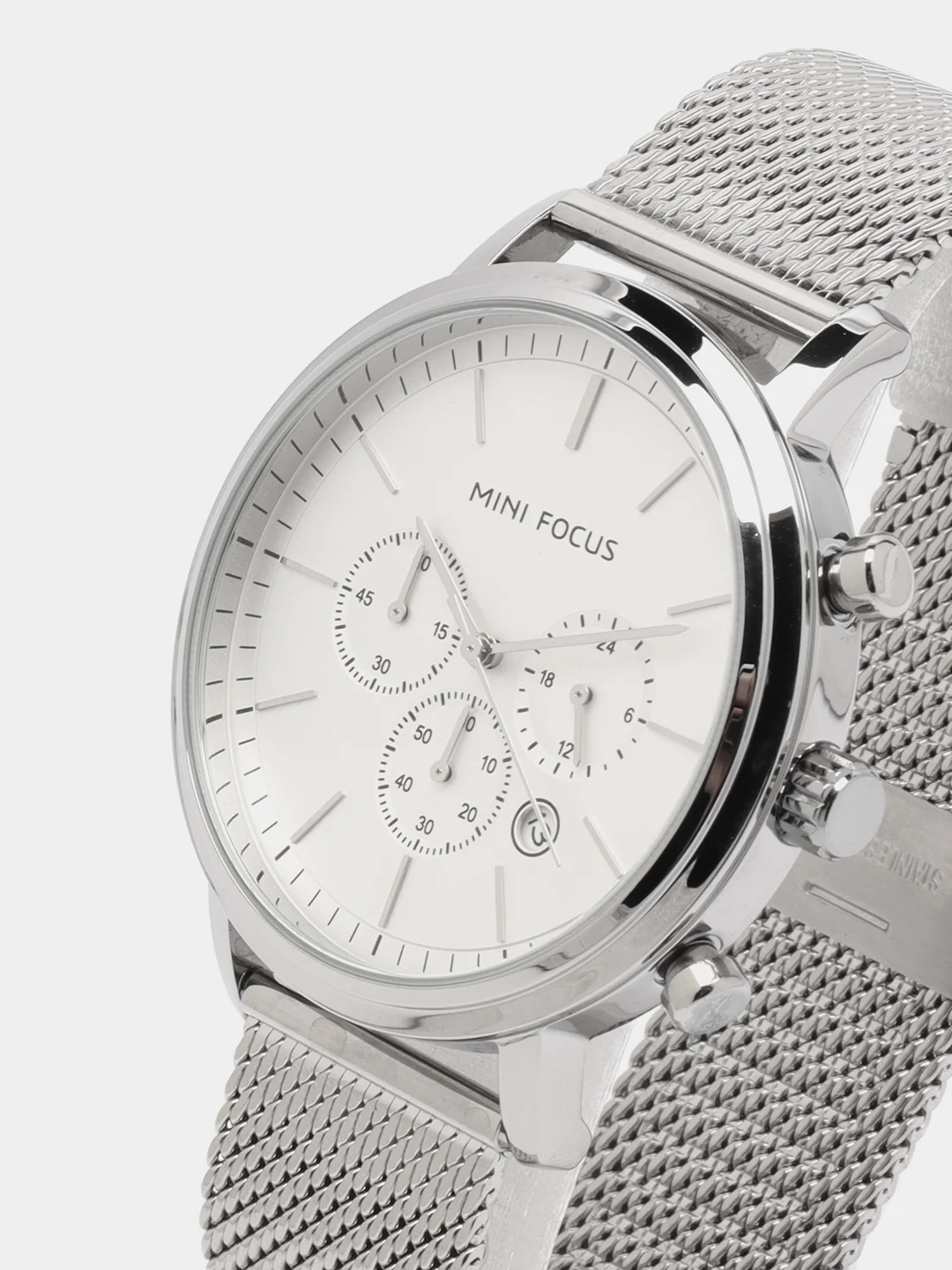 Серебряный мужские наручные часы Mini Focus MF0297G с хронографом, в подарочной упаковке