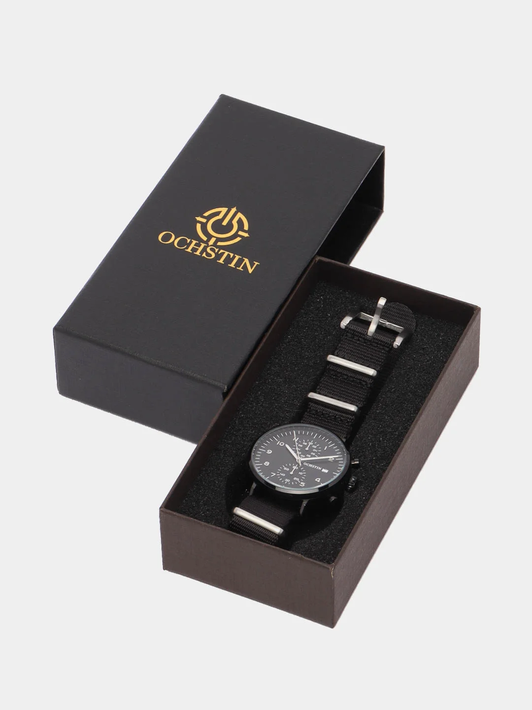 Серый мужские наручные часы Ochstin 7076D с хронографом в подарочной упаковке