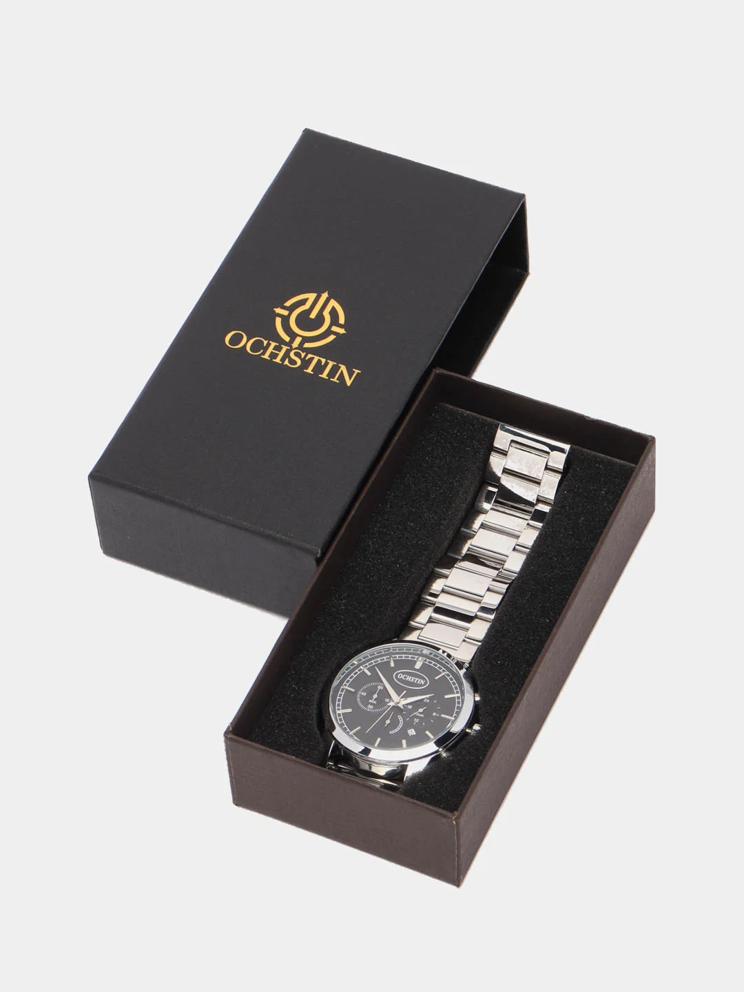 Черный мужские наручные часы Ochstin 6067D с хронографом в подарочной упаковке
