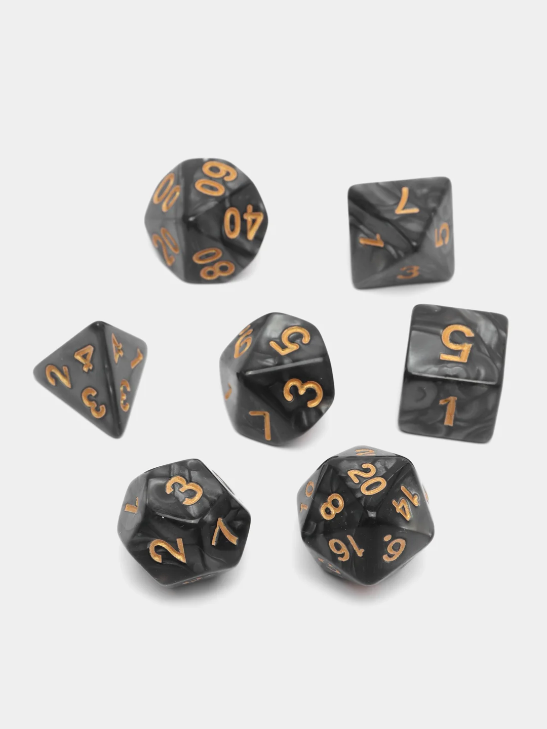 Черный игральные кости-дайсы для настольных и ролевых игр, 7 штук в наборе, Dungeons and Dragons