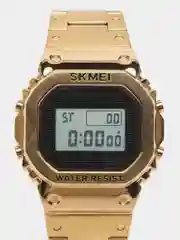 Золотой мужские наручные часы Skmei 1456 со стальным браслетом