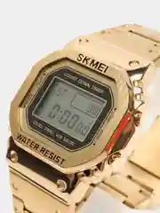 Золотой мужские наручные часы Skmei 1456 со стальным браслетом