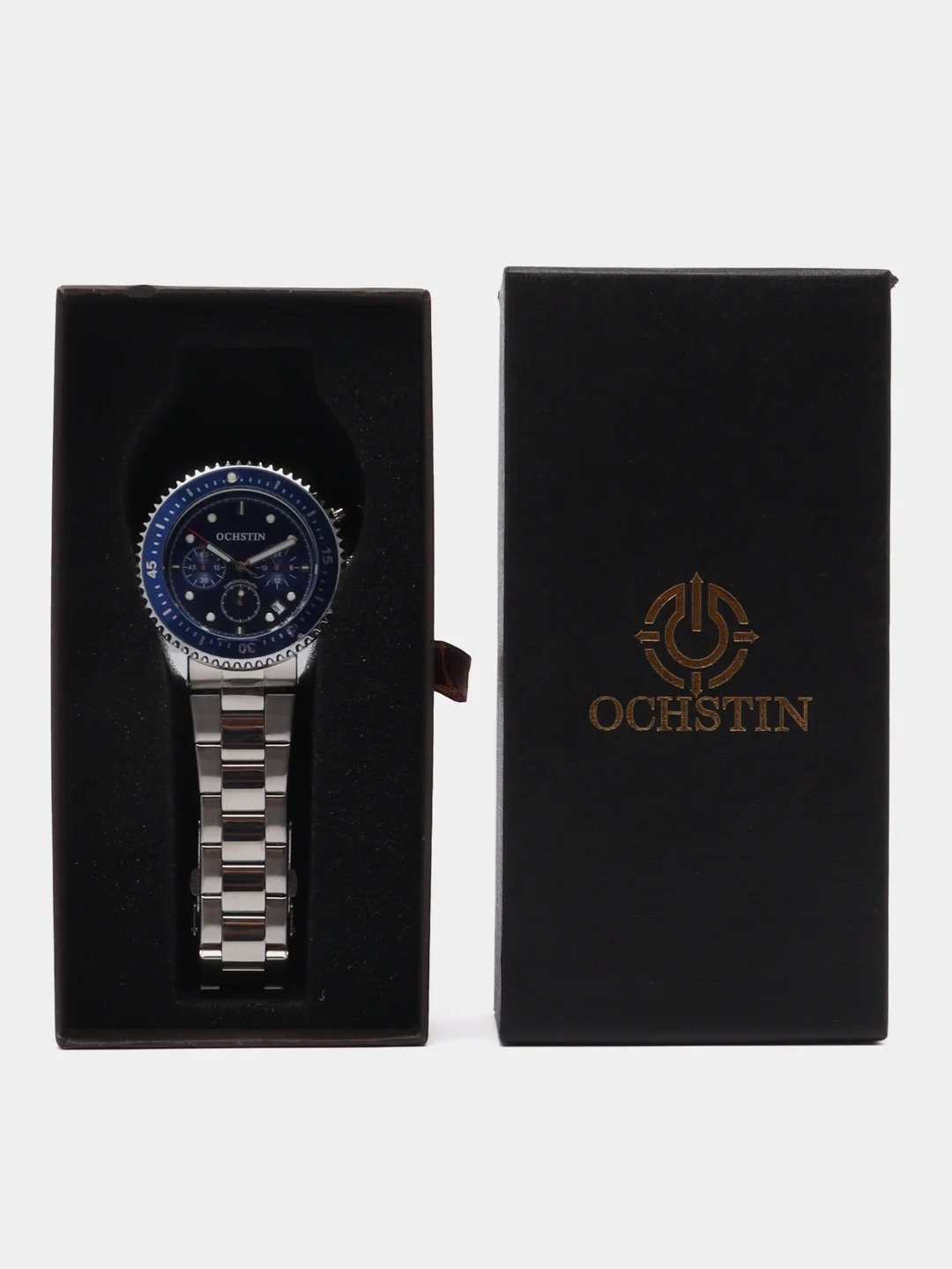 Синий мужские наручные часы Ochstin 7019C с хронографом в подарочной упаковке