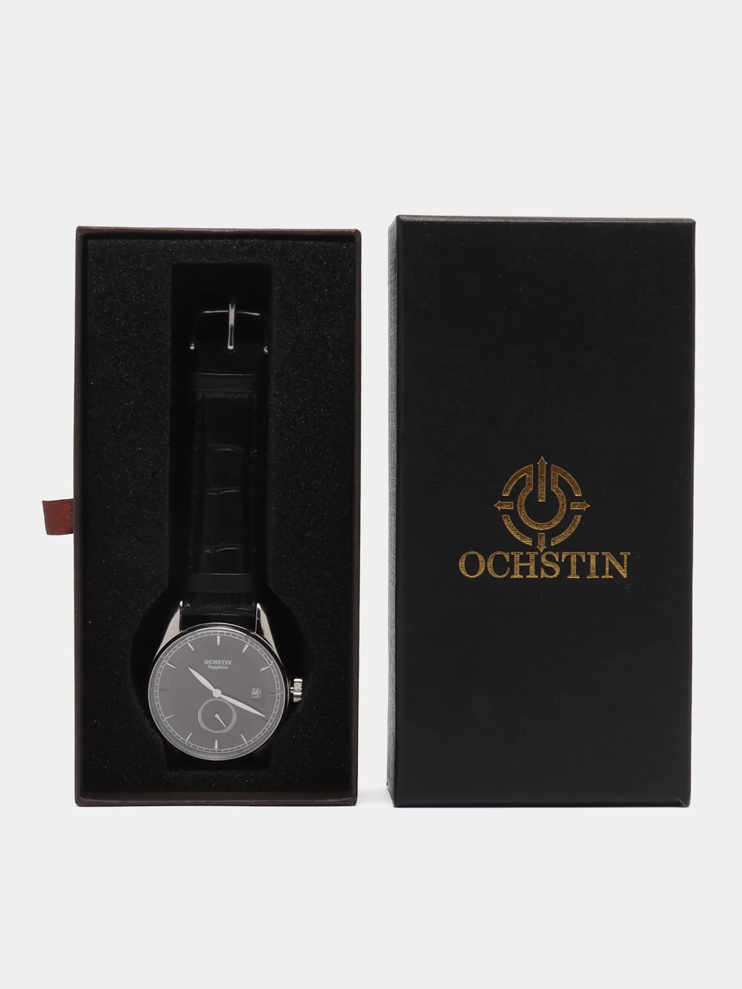 Серый металлик мужские наручные часы Ochstin 6005D в подарочной упаковке