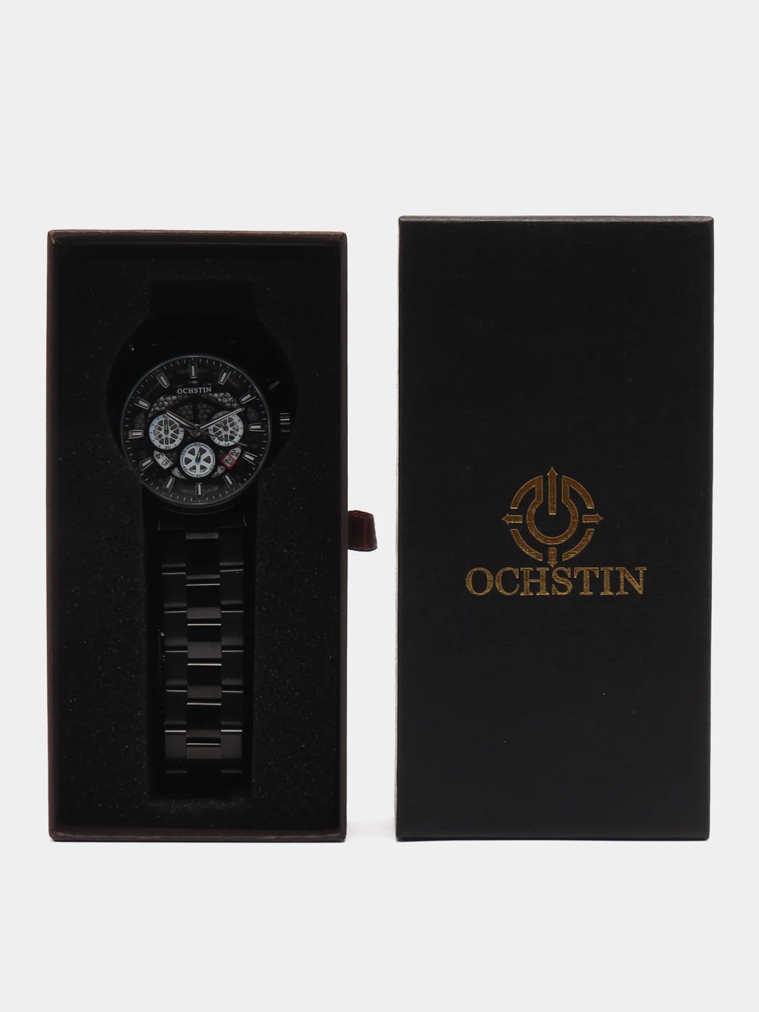 Черный мужские наручные часы Ochstin 7241 с хронографом в подарочной упаковке
