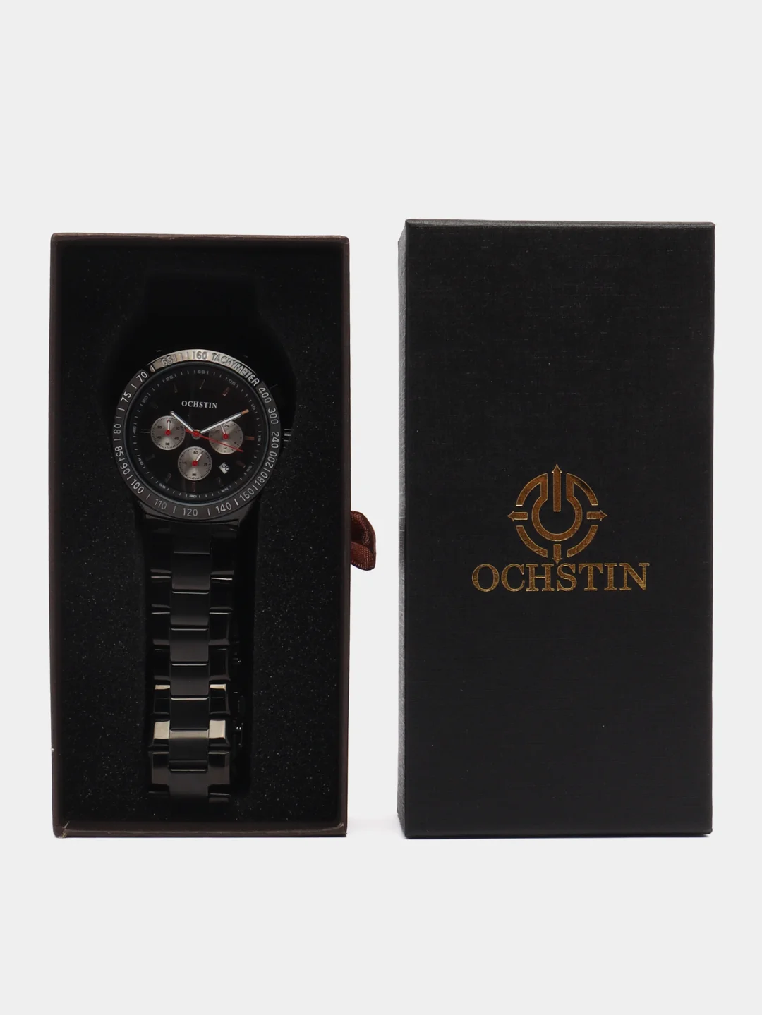 Черный мужские наручные часы Ochstin 6108A с хронографом в подарочной упаковке