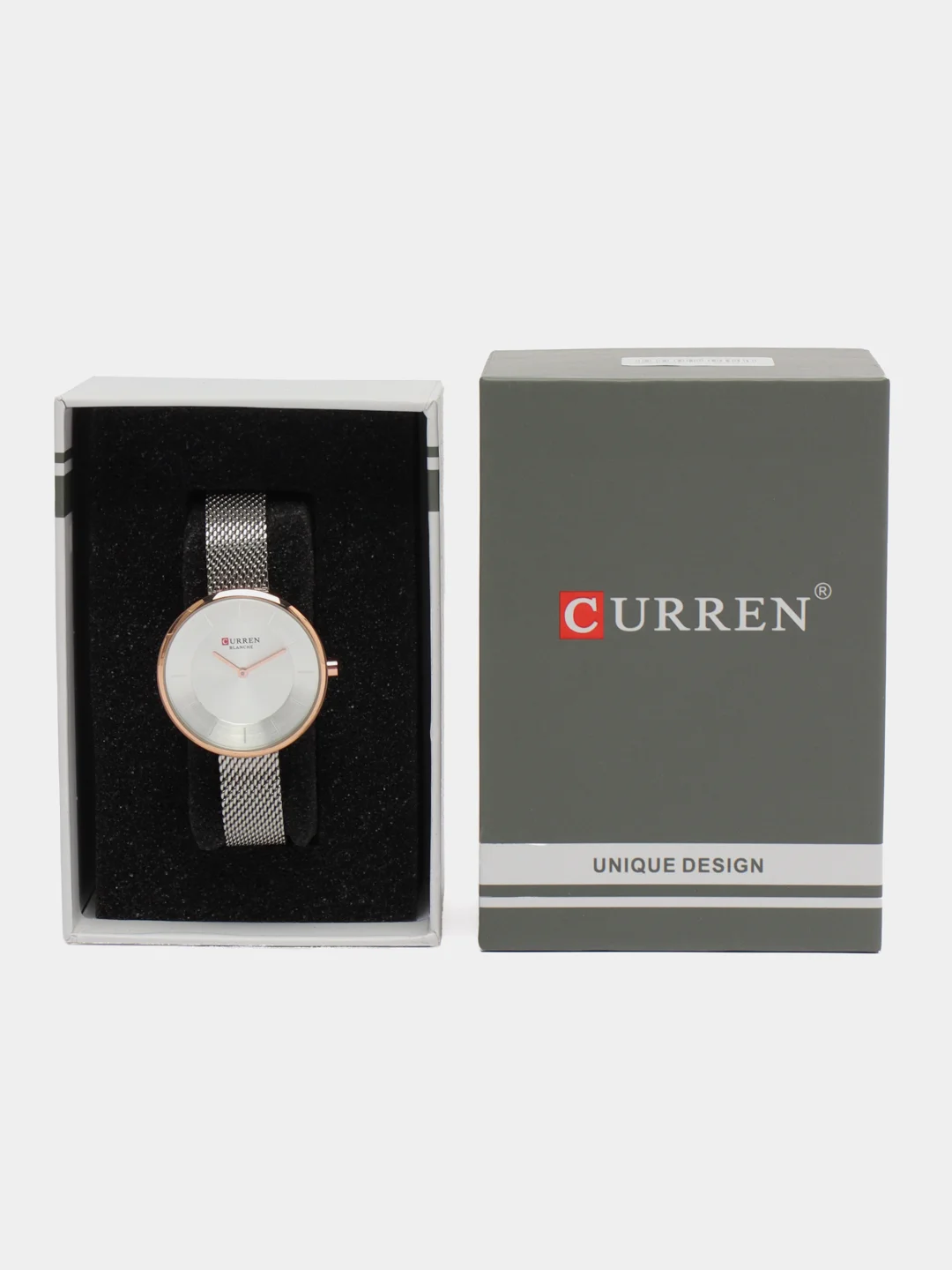 Серебряный женские наручные часы Curren 9030 в подарочной упаковке