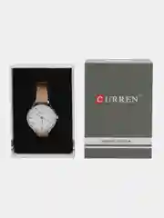 Бежевый женские наручные часы Curren 9035 c календарём в подарочной упаковке