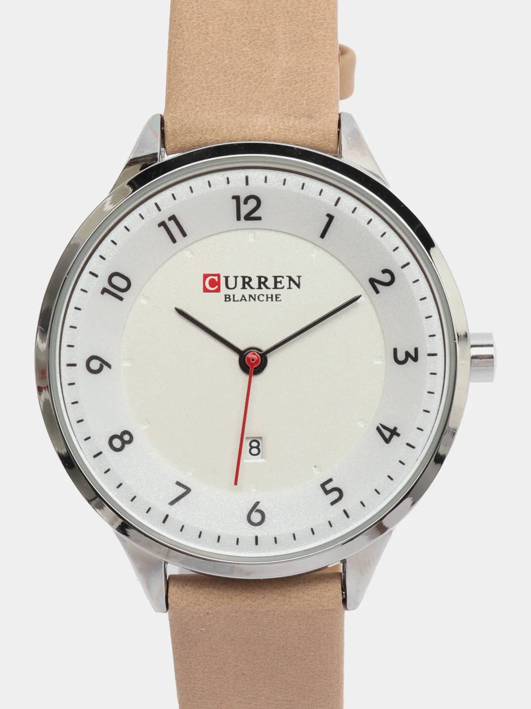 Бежевый женские наручные часы Curren 9035 c календарём в подарочной упаковке