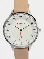 Бежевый женские наручные часы Curren 9035 c календарём в подарочной упаковке