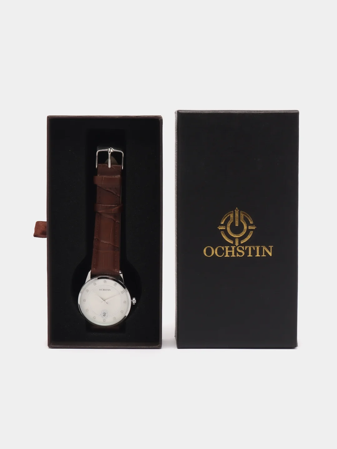 Коричневый женские наручные часы Ochstin 6060B с календарем в подарочной упаковке