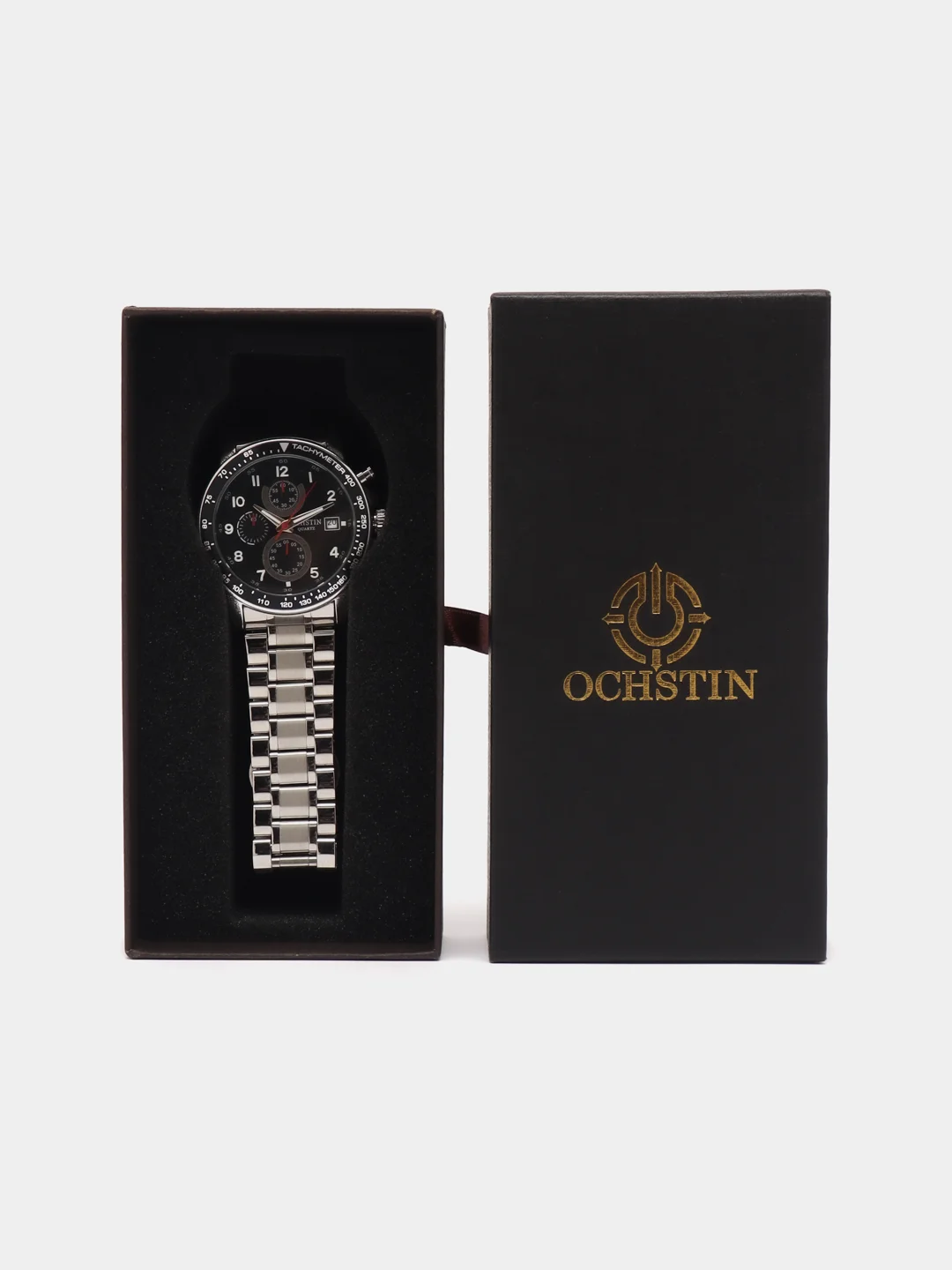 Серебряный мужские наручные часы Ochstin 6112A с хронографом в подарочной упаковке