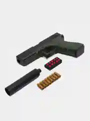 Пистолет игрушечный Глок, перезаряжаемый Glock, с гильзами и мягкими EVA пулями