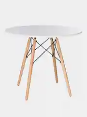 Стол обеденный Brabix Eames T-01, круглый, диаметр 80 см, опоры дерево, пластик, белый