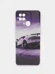 Фиолетовый чехол для Xiaomi Redmi 10C, Poco C40 / Сяоми Редми 10С, Поко С40, силиконовый, с рисунком