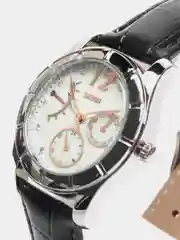 Черный женские наручные часы Skmei 6911 с кожаным ремешком и камнями