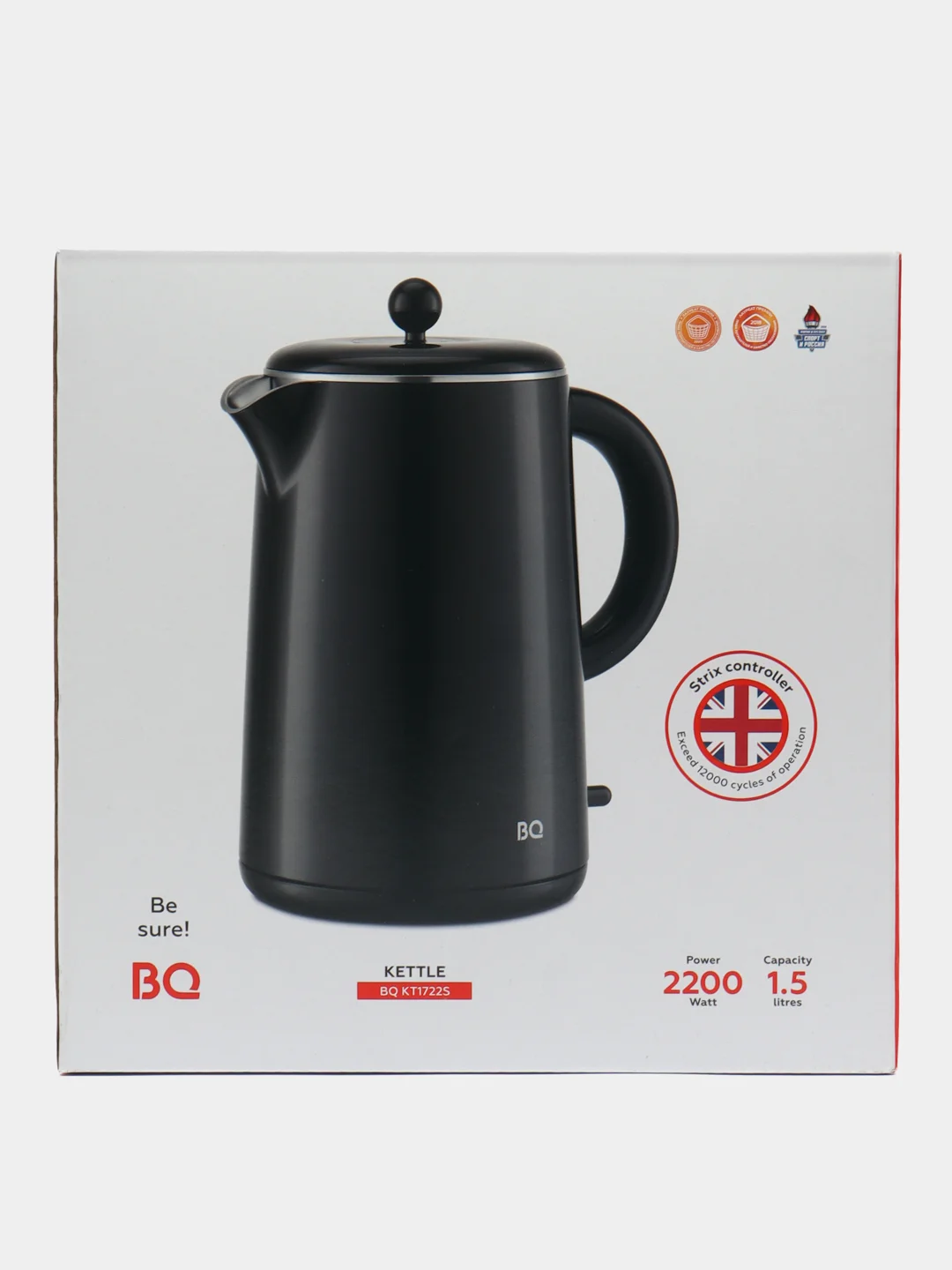 Электрочайник BQ KT1722S, 2200 Вт, автоотключение, 1.5 л
