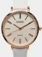 Белый женские наручные часы Skmei 1397 с кожаным ремешком