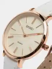 Белый женские наручные часы Skmei 1397 с кожаным ремешком