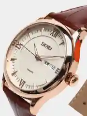 Коричневый мужские наручные часы Skmei 9091 в подарочной упаковке