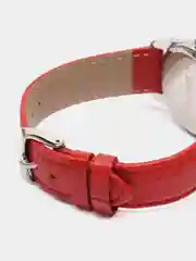 Красный женские наручные часы Skmei 6911 с кожаным ремешком и камнями