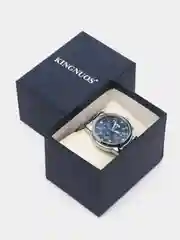 Серебряный мужские наручные часы KINGNUOS K-1756 с календарем в подарочной упаковке