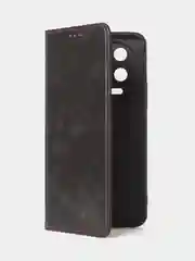 Черный чехол-книжка GQ для Infinix Note 12 Pro 4G / Infinix Note 12 2023, кожа