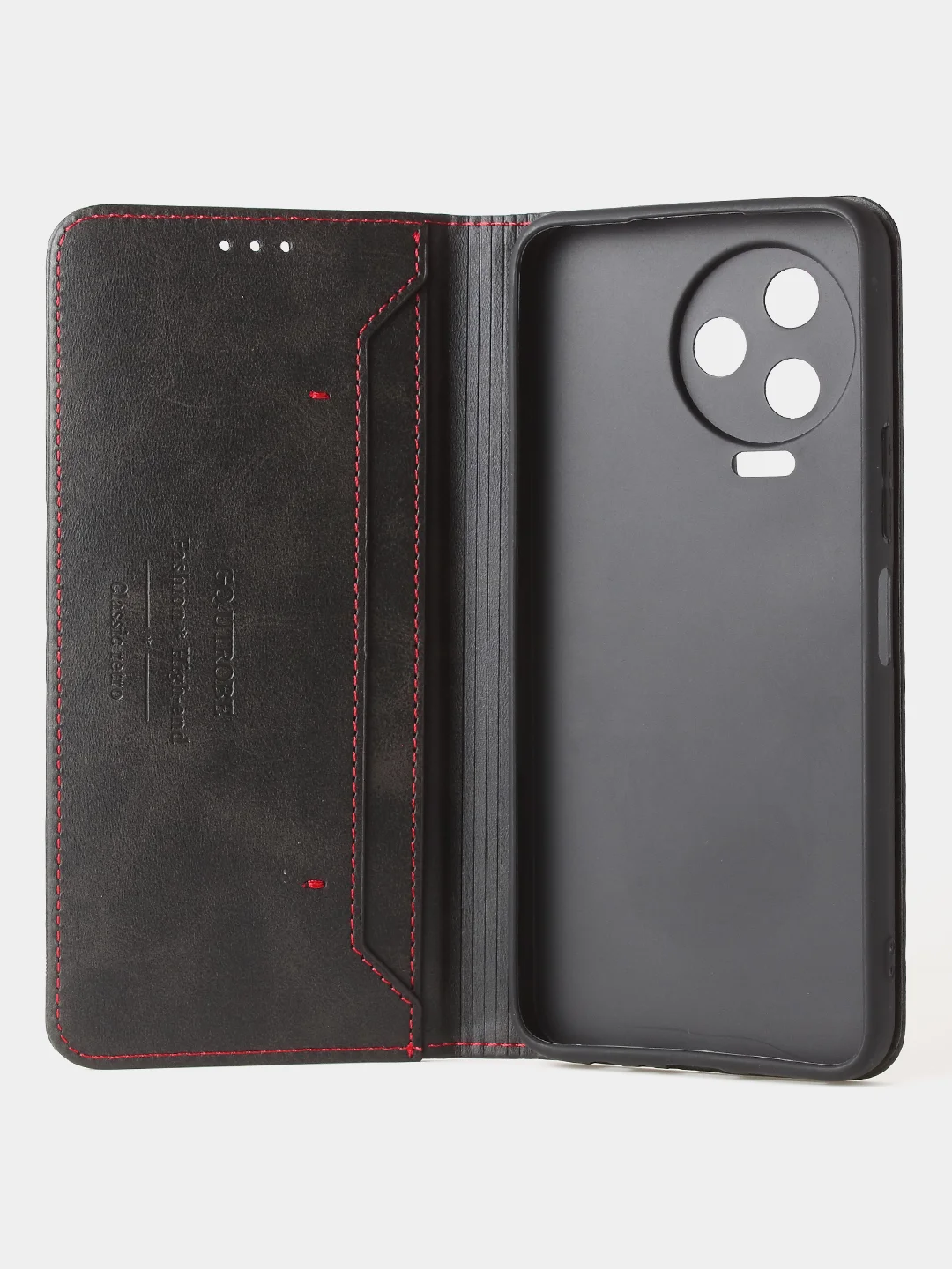 Черный чехол-книжка GQ для Infinix Note 12 Pro 4G / Infinix Note 12 2023, кожа