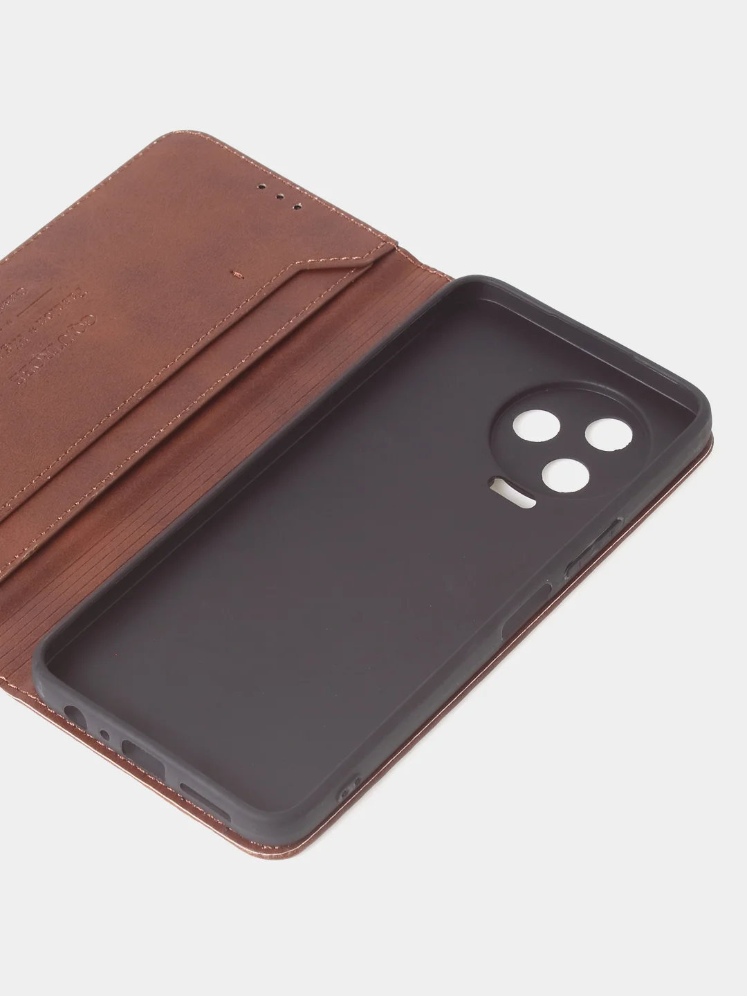 Коричневый чехол-книжка GQ для Infinix Note 12 Pro 4G / Infinix Note 12 2023, кожа
