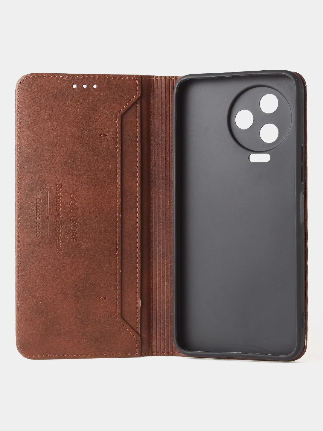Коричневый чехол-книжка GQ для Infinix Note 12 Pro 4G / Infinix Note 12 2023, кожа