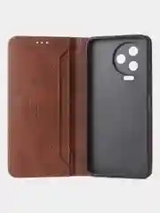 Коричневый чехол-книжка GQ для Infinix Note 12 Pro 4G / Infinix Note 12 2023, кожа
