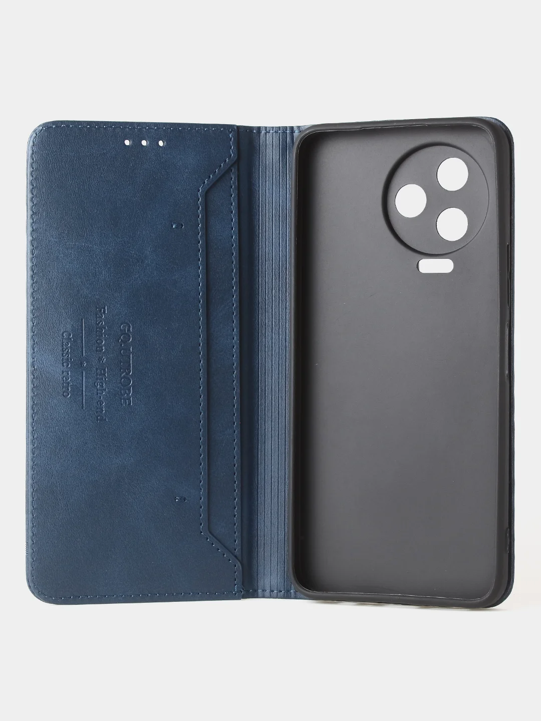 Синий чехол-книжка GQ для Infinix Note 12 Pro 4G / Infinix Note 12 2023, кожа