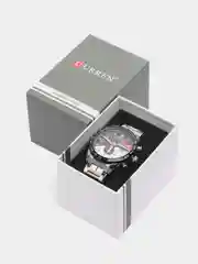 Серебряный мужские наручные часы Curren 8410 с хронографом в подарочной упаковке