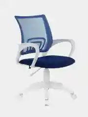 Кресло BRABIX Fly MG-396W, с подлокотниками, пластик белый, сетка, темно-синее, 532399