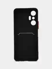 Черный силиконовый чехол для Infinix HOT 20S (Инфиникс Хот 20С), карманом для карт