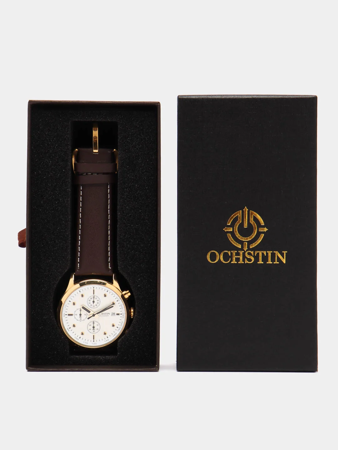 Желтый мужские наручные часы Ochstin 6042A с хронографом в подарочной упаковке
