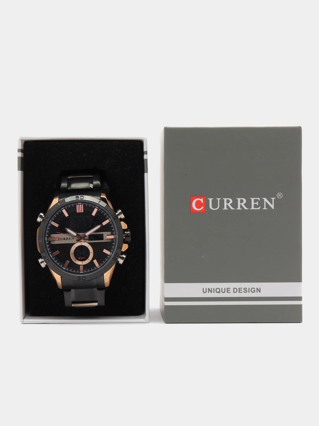 Черный мужские наручные часы Curren 8384 в подарочной упаковке