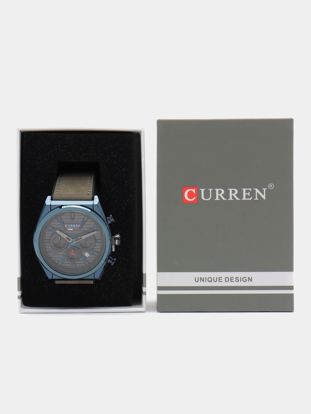 Серый мужские наручные часы Curren 8392 с хронографом в подарочной упаковке