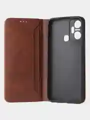 Коричневый чехол-книжка GQ для Infinix Smart 6 Plus, искусственная кожа