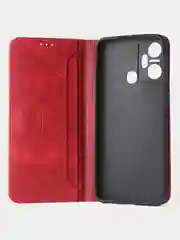 Красный чехол-книжка GQ для Infinix Smart 6 Plus, искусственная кожа