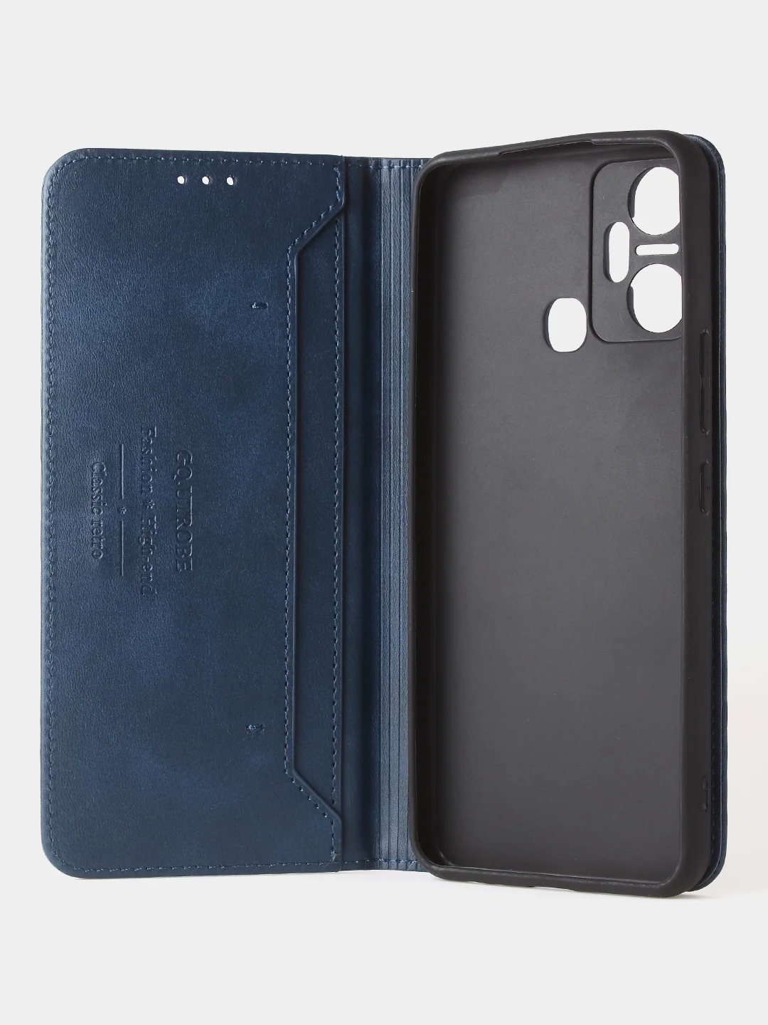 Синий чехол-книжка GQ для Infinix Smart 6 Plus, искусственная кожа