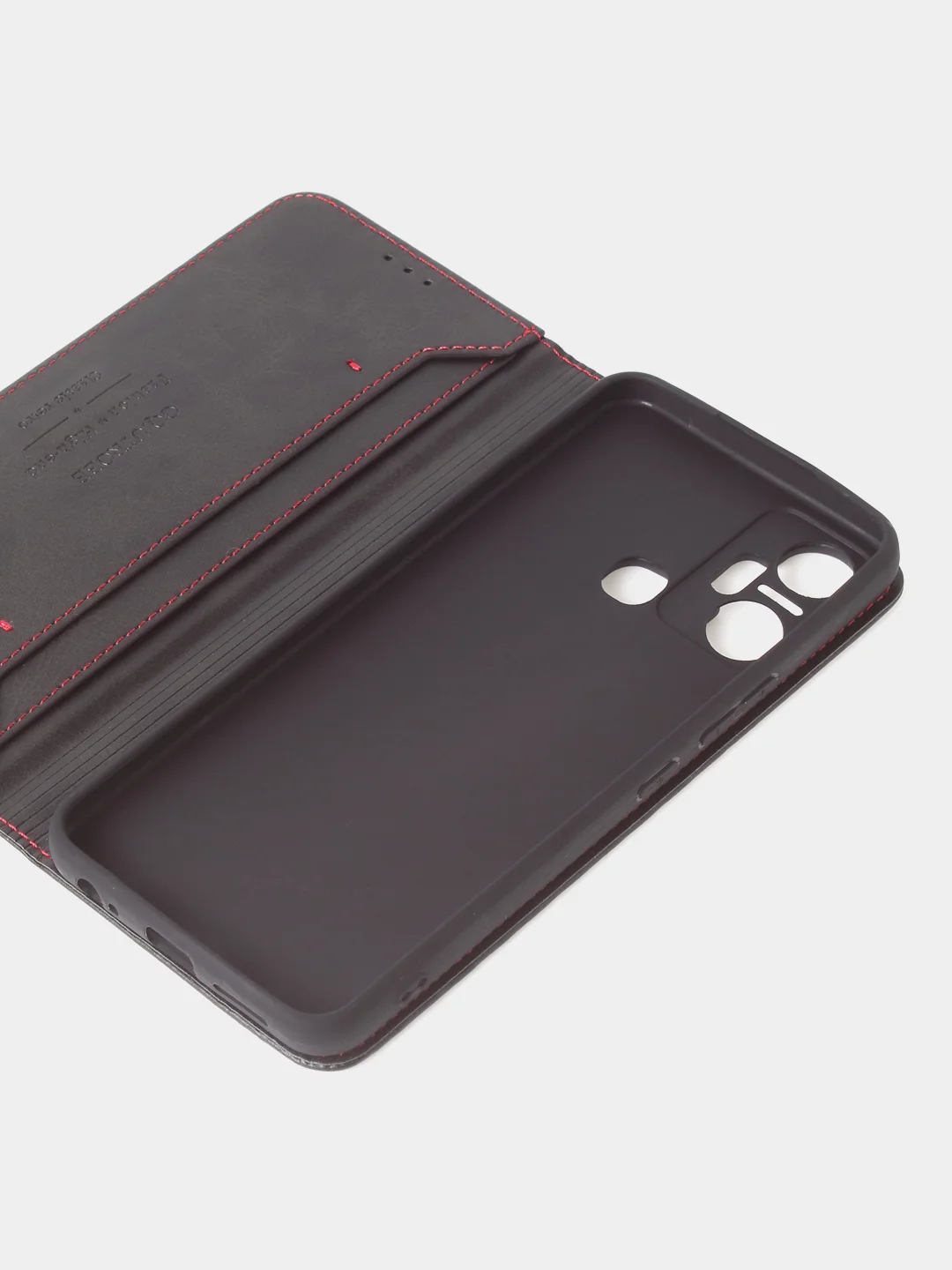 Черный чехол-книжка GQ для Infinix Smart 6 Plus, искусственная кожа
